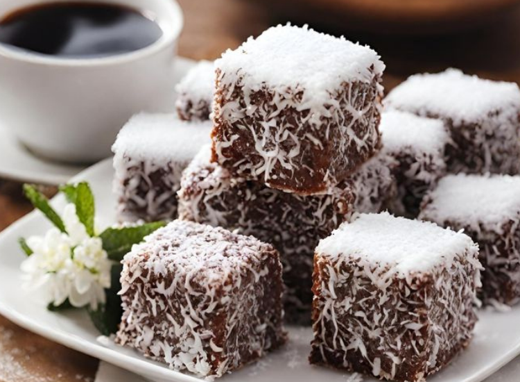 Bánh Lamington Úc truyền thống với lớp chocolate và dừa nạo hấp dẫn